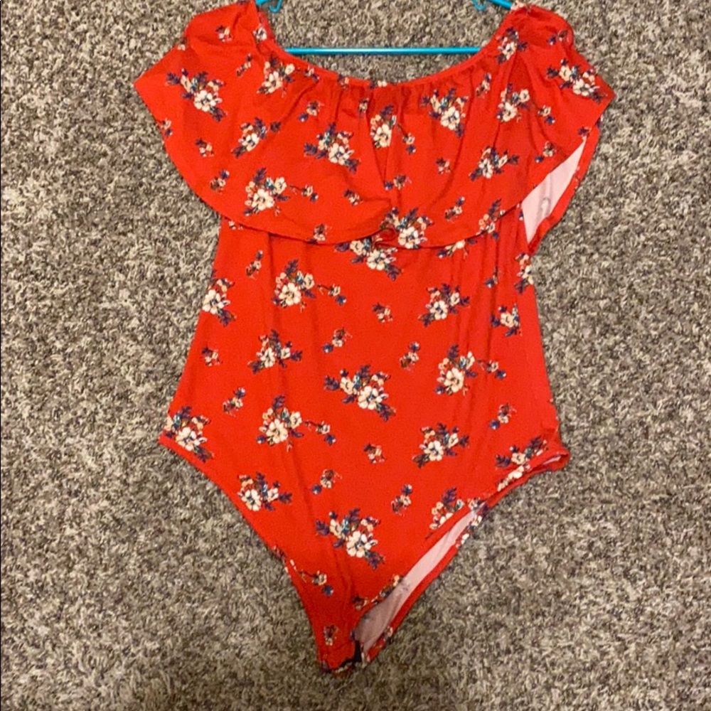 Red floral bodysuit